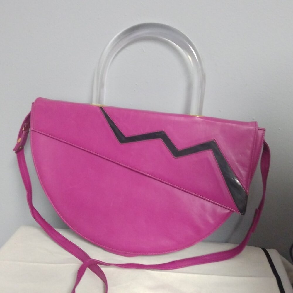 ❤️ Very Rare Vintage CASADEI Pink Lucite Top Handle / Shoulder Bag Purse